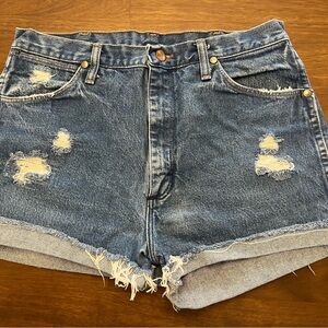 Wrangler Blue Distressed Jean Shorts